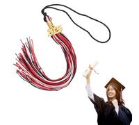 sourcing map 2025 Tassel Graduation Red Black White, Class of 2025 Tassel 15.7" with 2025 Year Charm for Charm Cap Decorations, Commemorative Keepsake