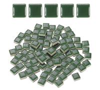sourcing map 205pcs Ceramic Mosaic Tiles, Bulk Stained Ceramic Mosaic Tiles Square Mosaic Kits for DIY Art Crafts, Handmade Art Craft Projects for Home Decor(200g, Deep Green)