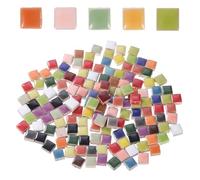 sourcing map 205pcs Ceramic Mosaic Tiles, Bulk Stained Square Glazed Porcelain Pieces Kit for DIY Crafts, Handmade Art Craft Projects for Home Decor(200g, Multicolor)