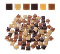 sourcing map 205pcs Ceramic Mosaic Tiles, Bulk Stained Square Glazed Porcelain Pieces Kit for DIY Crafts, Handmade Art Craft Projects for Home Decor(200g, Mixed Coffee)