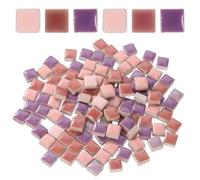 sourcing map 205pcs Ceramic Mosaic Tiles, Bulk Stained Square Glazed Porcelain Pieces Kit for DIY Crafts, Handmade Art Craft Projects for Home Decor(200g, Mixed Pink)