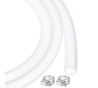 sourcing map 20ft Clear Silicone Rubber Tubing 10mm x 13mm Plastic Tube Flexible Air Hose for Brewing, Wine Making, Pump Siphon, 3/8" ID 1/2" OD, with 2pcs Clamps