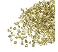sourcing map 20g Crushed Glass Chips, 2-4mm Irregular Metallic Chunky Glitter Glass for Craft DIY Jewelry Vase Filler Epoxy Resin Decoration Shallow Gold