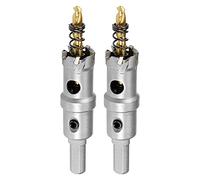 sourcing map 20mm Carbide Hole Cutter, Hole Saws for Stainless Steel Sheet Metal, Non-Slip Triangular Shank Limit Step, with Titanium Coated Center Drill, 2pcs