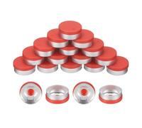 sourcing map 20mm Flip Off Caps, 100PCS Burr-Free Flip Off Top Caps Seals Flip Off Aluminum Plastic Vial Flip Off Seals Caps Cover for Glass Vial Freeze-Dried Bottles, Red/Silver