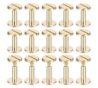 sourcing map 20Pack Brass Chicago Screws, 12x12mm Flat Head Screw Back Binding Post Nail Stud Rivets Fastener for DIY Leather Craft Belt Strap