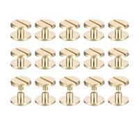 sourcing map 20Pack Brass Chicago Screws, 4x12mm Flat Head Screw Back Binding Post Nail Stud Rivets Fastener for DIY Leather Craft Belt Strap