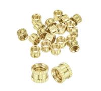 sourcing map 20Pcs 1/4"-20x6x8mm Knurled Insert Nut, Brass I-Shaped Double-Pass Embedment Nut 3D Printing Brass Nuts for 3D Printing Parts Laptop Automotive Plastic Shell