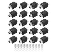 sourcing map 20pcs 1/4" 6.35mm Stereo Audio Jack, 50V 3 Pin Female PCB Mount Jack Video Connectors Stereo Headphone Socket with Nuts&Spacer for Headphone, Speaker, Car Audio, 36x16x16mm