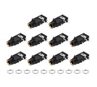 sourcing map 20pcs 1/4" 6.35mm Stereo Audio Jack, 50V 4 Pin Female Gold Plated PCB Mount Jack Video Connectors Stereo Headphone Socket with Nuts for Headphone, Speaker, Car Audio, 33x17x13mm