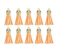 sourcing map 20Pcs 1.5 Inch Leather Tassels Keychain Charm with Gold Cap for Pendant Bracelet Jewelry Making DIY Craft Decoration, Orange