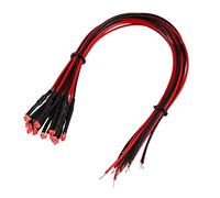 sourcing map 20Pcs 1.8mm Pre Wired LED, Red DC6-12V Diffused Lens, Light Emitting Diodes