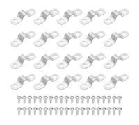 sourcing map 20Pcs 10mm(3/8") Two Hole Rigid Pipe Strap, 304 Stainless Steel Conduit Clamp Thicken U Bracket Heavy Duty Pipe Clamp with Self-Tapping Screws for Fixing Tube Cable, Silver