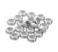 sourcing map 20pcs 10mmx3.5mm Insert Rubber Stopper Position Spacer Beads, Stainless Steel Adjustable Slider Beads for Jewelry Bracelet Making Silver