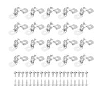 sourcing map 20Pcs 12mm(1/2") 304 Stainless Steel Rigid Pipe Strap, Two Hole Strap U Bracket Heavy Duty Pipe Conduit Clamp with Self-Tapping Screws for Hose Wire Cord Installation, Silver