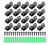 sourcing map 20Pcs 12mm(1/2") Fence Wire Clamps, Agricultural Fencing Mounting Clips R Type Cable Clamps with Screws and Expansion Tubes for Mount Welding Wires to Vinyl Wood Metal Fence