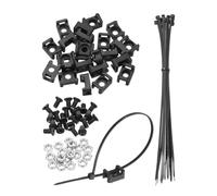 sourcing map 20pcs 14.65mm Cable Tie Saddle Type Mounts Base with 200mm Cable Zip Ties and M4 Tapping Screws and Nuts, Wire Organizer Holder Clamps Set, Black