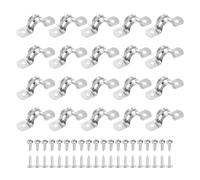 sourcing map 20Pcs 14mm(9/16") 304 Stainless Steel Rigid Pipe Strap, Two Hole Strap U Bracket Heavy Duty Pipe Conduit Clamp with Self-Tapping Screws for Hose Wire Cord Installation, Silver