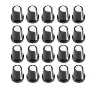 sourcing map 20Pcs 15.x17mm Plastic Potentiometer Rotary Knob Black,White,for 6mm Diameter Shaft Guitar Volume Knob.
