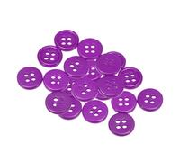 sourcing map 20pcs 18L Sewing Buttons 15/32"(11.5mm) Resin Round Flat 4-Hole Craft Replacement Buttons for Sewing Clothing and DIY, Purple