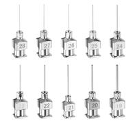 sourcing map 20pcs 19/20/21/22/23/24/25/26/27/28 Gauge Stainless Steel Dispensing Needles, 1/2" All Metal Glue Needle Tube Blunt Tips Luer Lock for Thick Liquids, Ink, Glue, Lab Use