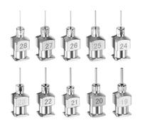 sourcing map 20pcs 19/20/21/22/23/24/25/26/27/28Gauge Stainless Steel Dispensing Needles, 1/4" All Metal Glue Needle Tube Blunt Tips Luer Lock for Thick Liquids, Ink, Glue, Lab Use