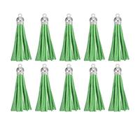 sourcing map 20Pcs 2.2 Inch Leather Tassels Keychain Charm with Silver Cap for Pendant Bracelet Jewelry Making DIY Craft Decoration, Dark Green