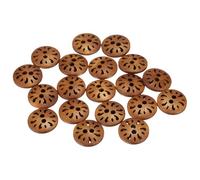 sourcing map 20pcs 2 Hole Flower Craft Sewing Button 13mm Handmade Wood Replacement Round Buttons for Clothing Decoration DIY Accessories, Medium Brown