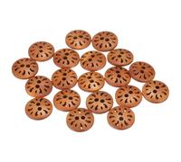 sourcing map 20pcs 2 Hole Flower Craft Sewing Button 13mm Handmade Wood Replacement Round Buttons for Clothing Decoration DIY Accessories, Red Brown