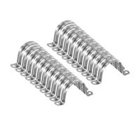 sourcing map 20pcs 2 Inch 50mm Conduit Clamps, M50 U Tube Pipe Clamp, Stainless Steel Rigid Pipe Strap, U Shaped Bracket with Two Hole for Pipe Tube Hose Wire Cord Fixing