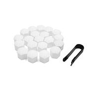 sourcing map 20pcs 21mm Car Plastic White Wheel Lug Nut Bolt Cover Caps with Tool