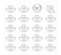 sourcing map 20pcs 24L Round Faux Pearl Buttons 15mm 5/8" Half Ball Dome Metal Shank Sewing Buttons Replacement DIY Small Button for Clothing Bridal Wedding Dress DIY Crafts, Bright White