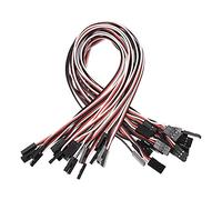 sourcing map 20pcs 3-Pin Servo Extension Cable Cord Connectors Lead Wire Male to Male 26AWG 30-Cores Servo Receiver Wire