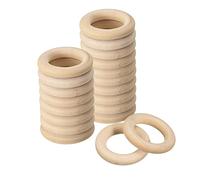 sourcing map 20Pcs 30mm(1.2-inch) Natural Wood Rings, 6mm Thick Smooth Unfinished Wooden Circles for DIY Crafting, Knitting, Macrame, Pendant