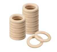 sourcing map 20Pcs 35mm(1.4-inch) Natural Wood Rings, 6mm Thick Smooth Unfinished Wooden Circles for DIY Crafting, Knitting, Macrame, Pendant