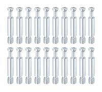sourcing map 20Pcs 35mm Furniture Connecting Fittings, Thread Bolts Dowels Screws, Metal Dowel Fitting Fasteners for Cabinet Drawer and Wardrobe Furniture, Silver
