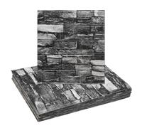 sourcing map 20pcs 3D Brick Effect Wall Panels 29 sq.Ft Coverage Peel and Stick Brick Wall Tile, 13.8"x15.2" Waterproof Brick Design Wallpaper Backsplash, Rock Black