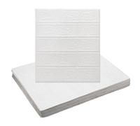 sourcing map 20pcs 3D Brick Effect Wall Panels 29 sq.Ft Coverage Peel and Stick Brick Wall Tile, 13.8"x15.2" Waterproof Brick Design Wallpaper Backsplash, White