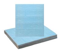 sourcing map 20pcs 3D Brick Effect Wall Panels 29 sq.Ft Coverage Peel and Stick Brick Wall Tile, 13.8"x15.2" Waterproof Brick Design Wallpaper Backsplash, Light Blue