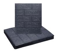 sourcing map 20pcs 3D Brick Effect Wall Panels 29 sq.Ft Coverage Peel and Stick Brick Wall Tile, 13.8"x15.2" Waterproof Brick Design Wallpaper Backsplash, Dark Gray