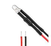 sourcing map 20Pcs 3mm Pre Wired LED, Red DC3-5V Clear Lens, Light Emitting Diodes