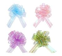 sourcing map 20pcs 4 Inch Large Organza Pull Bow Metallic Chiffon Gift Wrapping Bows Ribbon for Wedding Presents Christmas, Blue/Pink/Purple/Green