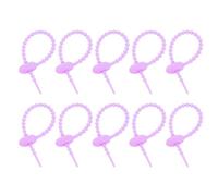 sourcing map 20Pcs 4" Silicone Cable Ties, Reusable Zip Ties Strips Twist Tie, Cable Cord Wraps Management Organizer for Home Office Kitchen Food Bag, Purple