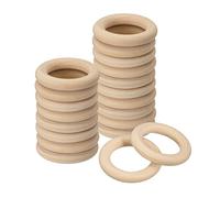 sourcing map 20Pcs 45mm(1.8-inch) Natural Wood Rings, 8mm Thick Smooth Unfinished Wooden Circles for DIY Crafting, Knitting, Macrame, Pendant