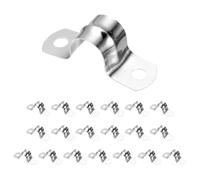 sourcing map 20pcs 5/8-Inch 16mm Conduit Clamps, M16 U Tube Pipe Clamp, Stainless Steel Rigid Pipe Strap, U Shaped Bracket with Two Hole for Pipe Tube Hose Wire Cord Fixing