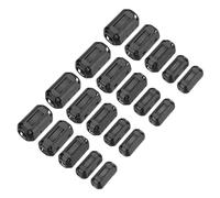 sourcing map 20Pcs 5 Sizes Clip-on Ferrite Ring Core, Ferrite Beads EMI RFI Noise Cable Clip for 3.5mm/5mm/7mm/9mm/13mm Diameter Cable, Black