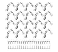 sourcing map 20Pcs 50mm(2") 304 Stainless Steel Rigid Pipe Strap, Two Hole Strap U Bracket Heavy Duty Pipe Conduit Clamp with Self-Tapping Screws for Hose Wire Cord Installation, Silver