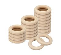 sourcing map 20Pcs 50mm(2-inch) Natural Wood Rings, 10mm Thick Smooth Unfinished Wooden Circles for DIY Crafting, Knitting, Macrame, Pendant