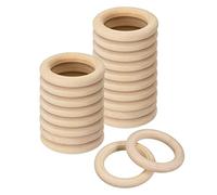 sourcing map 20Pcs 50mm(2-inch) Natural Wood Rings, 8mm Thick Smooth Unfinished Wooden Circles for DIY Crafting, Knitting, Macrame, Pendant