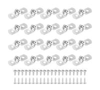 sourcing map 20Pcs 5mm(3/16") 304 Stainless Steel Rigid Pipe Strap, Two Hole Strap U Bracket Heavy Duty Pipe Conduit Clamp with Self-Tapping Screws for Hose Wire Cord Installation, Silver